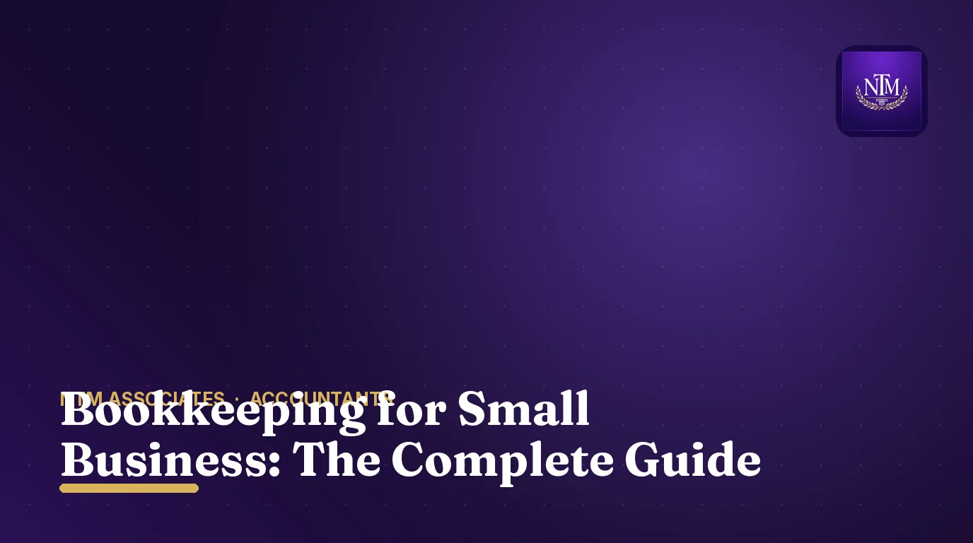 Illustration of small business bookkeeping with charts and records on a purple background
