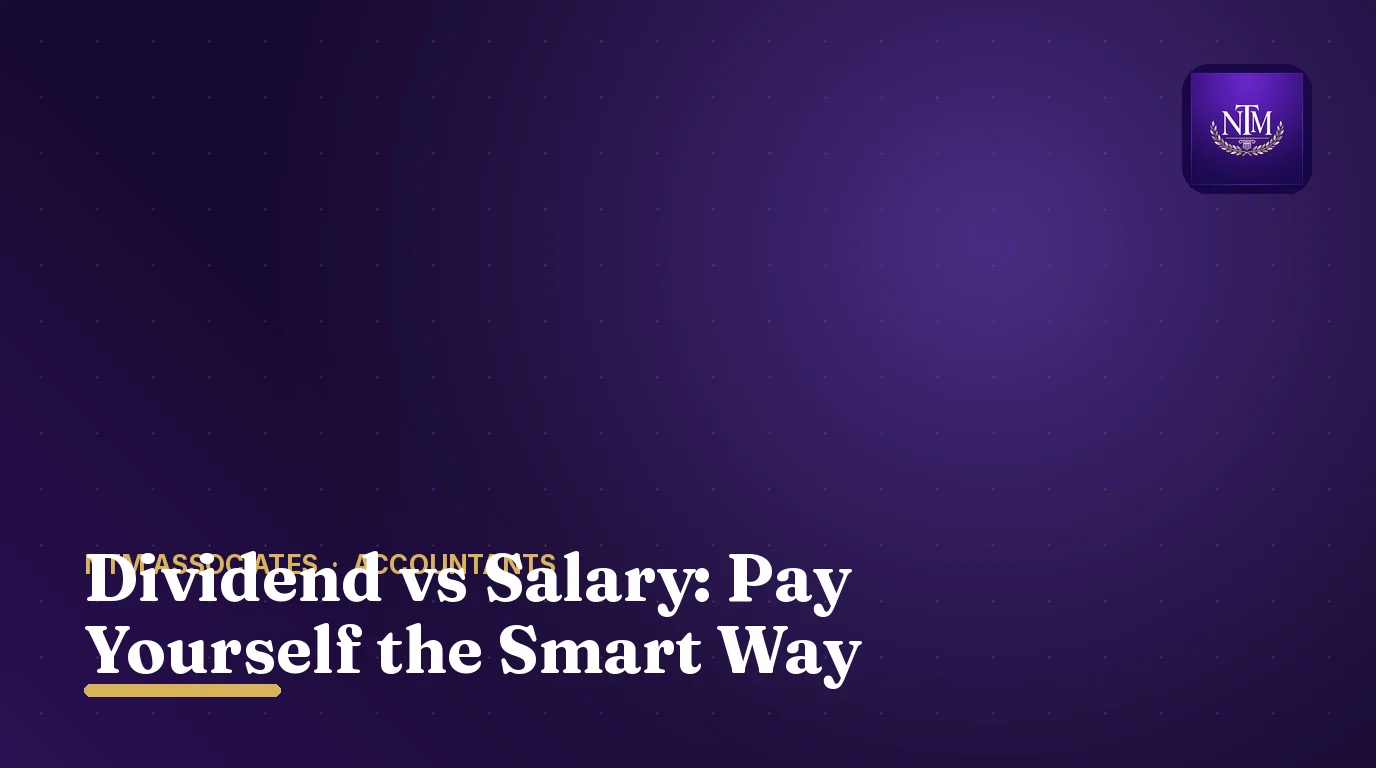 Illustration comparing dividend vs salary options for directors on a purple background