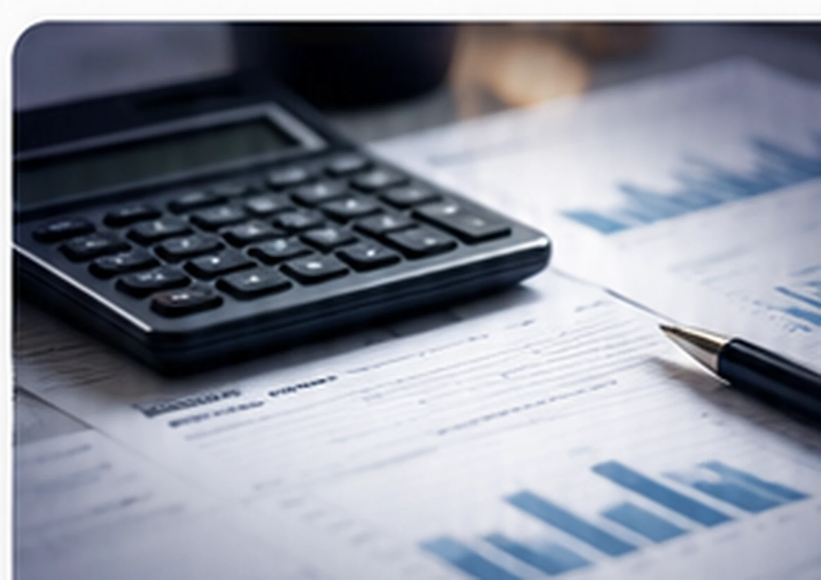 Calculator and financial documents illustrating UK accountant pricing and business costs