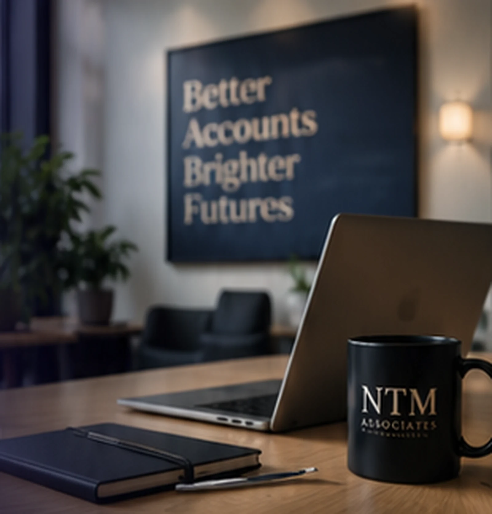 Modern professional workspace used for NTM Associates accountancy guidance